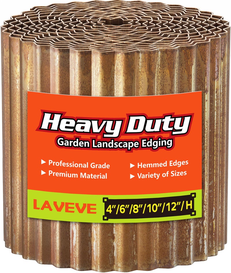 LAVEVE Corrugated Metal Garden Edging - 6"" x 40' Pre-Rusted Landscape Edging Border for Lawn  Flower Bed  Garden Fence  Paver Edging - Image 1